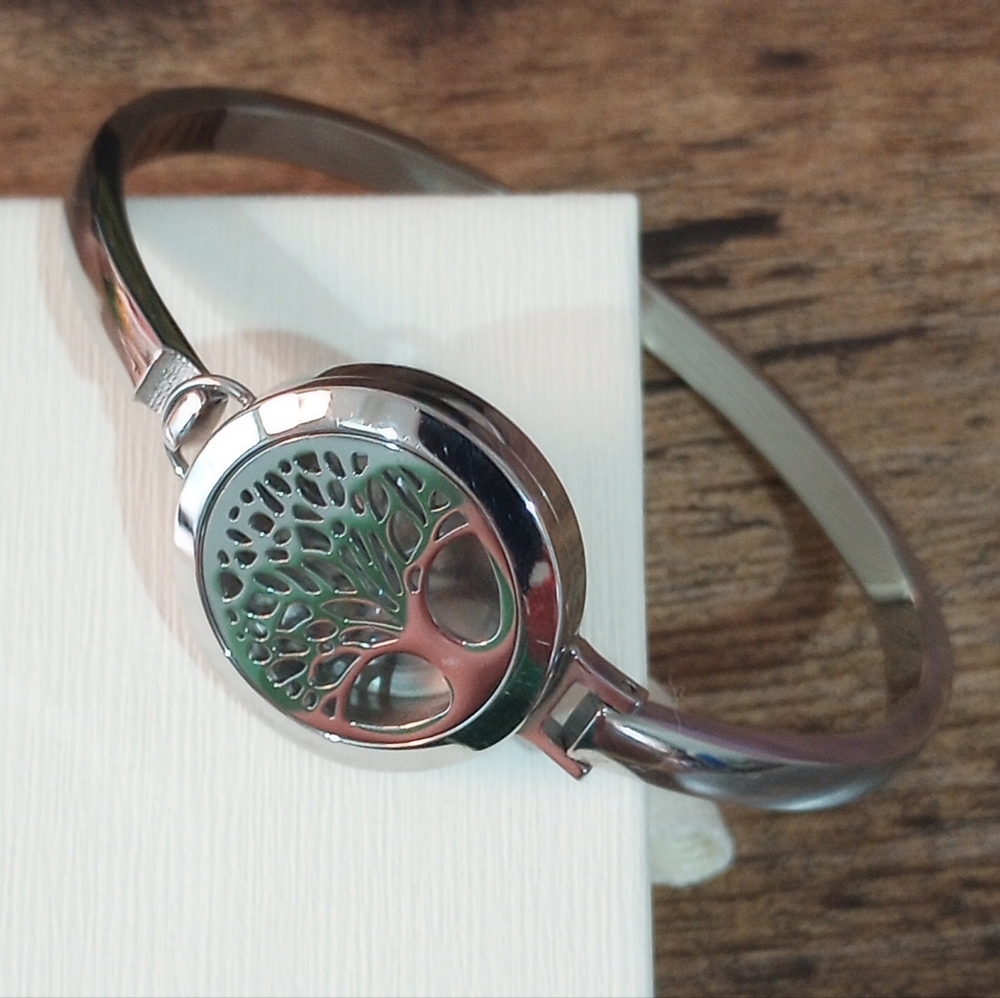 Silver Tree of Life Bangle Bracelet